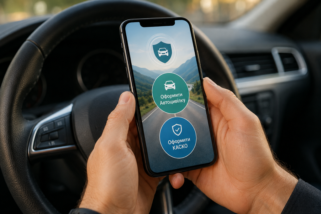 Водій обирає на смартфоні оформлення КАСКО або автоцивілки для страхування автомобіля